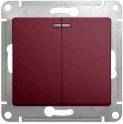 SE Glossa Баклажановый Выключатель 2-клавишный с подсветкой, сх.5а, 10AX арт. GSL001153