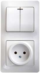 SE Glossa Бел Блок: розетка и 2-кл. выключатель с подсветкой арт. GSL000173
