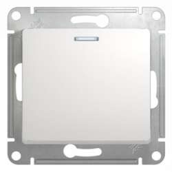 SE Glossa Бел Переключатель 1-клавишный с подсветкой, сх.6а, 10АХ арт. GSL000163