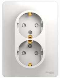 SE Glossa Бел Розетка 2-я с/з со шторками (в сборе с рамкой) арт. GSL000126