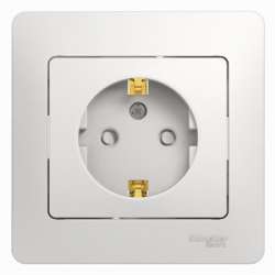 SE Glossa Бел Розетка с/з со шторками (в сборе с рамкой) арт. GSL000144