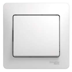 SE Glossa Бел Выключатель 1-клавишный, сх.1, 10АХ (в сборе с рамкой) арт. GSL000112