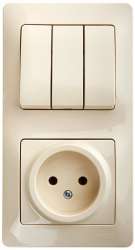 SE Glossa Беж Блок: розетка и 3-кл. выключатель арт. GSL000276
