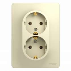 SE Glossa Беж Розетка 2-я с/з (в сборе с рамкой) арт. GSL000224