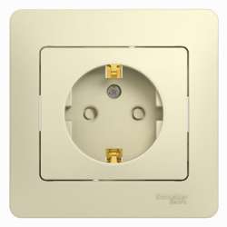 SE Glossa Беж Розетка с/з со шторками (в сборе с рамкой) арт. GSL000244