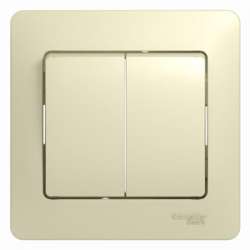 SE Glossa Беж Выключатель 2-клавишный, сх.5, 10АХ (в сборе с рамкой) арт. GSL000252