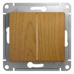 SE Glossa Дерево Дуб Переключатель 2-клавишный, сх.6, 10АХ арт. GSL000565