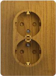 SE Glossa Дерево Дуб Розетка 2-я с/з со шторками (в сборе с рамкой) арт. GSL000526