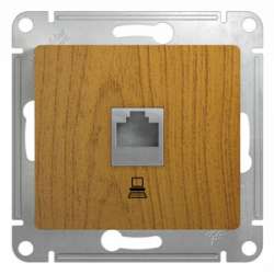 SE Glossa Дерево Дуб Розетка компьютерная RJ45 кат.5E арт. GSL000581K