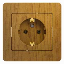 SE Glossa Дерево Дуб Розетка с/з (в сборе с рамкой) арт. GSL000542