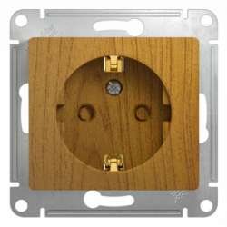 SE Glossa Дерево Дуб Розетка с/з со шторками арт. GSL000545