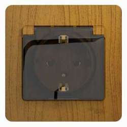 SE Glossa Дерево Дуб Розетка с/з со шторками с крышкой, IP20 (в сборе с рамкой) арт. GSL000546