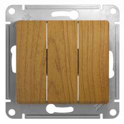 SE Glossa Дерево Дуб Выключатель 3-клавишный, сх.3, 10АХ арт. GSL000531
