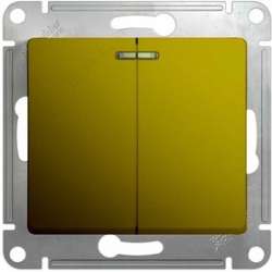 SE Glossa Фисташковый Выключатель 2-клавишный с подсветкой, сх.5а, 10AX арт. GSL001053