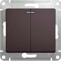 SE Glossa Графит Выключатель 2-клавишный с подсветкой, сх.5а, 10AX арт. GSL001353