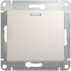SE Glossa Молочный Выключатель 1-клавишный с подсветкой, сх.1а, 10AX арт. GSL000913