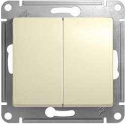 SE Glossa Молочный Выключатель 2-клавишный, сх.5, 10AX арт. GSL000951