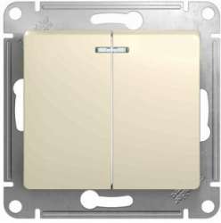 SE Glossa Молочный Выключатель 2-клавишный с подсветкой, сх.5а, 10AX арт. GSL000953