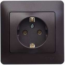 SE Glossa Шоколад Розетка с/з, 16А (в сборе) арт. GSL000842