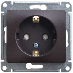 SE Glossa Шоколад Розетка с/з со шторками, 16А арт. GSL000845