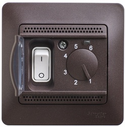 SE Glossa Шоколад Термостат электронный теплого пола с датчиком, от +5 до +50°C, 10A (в сборе) арт. GSL000838