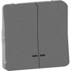 SE Mureva Styl Антрацит Выключатель 2-ой кнопочный с подсветкой, IP55 арт. MUR35228