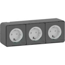 SE Mureva Styl наруж Антрацит Блок из 3-х розеток, винт. клеммы, IP55 арт. MUR36038