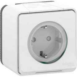 SE Mureva Styl наруж Бел Розетка с/з и шторками, винт. клеммы, IP55 арт. MUR39206