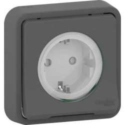 SE Mureva Styl внутр Антрацит Розетка с/з и шторками, IP55 арт. MUR36132