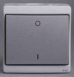 SE Mureva наруж Серый Выключатель 2-полюсный (в сборе) IP55 арт. ENN35733