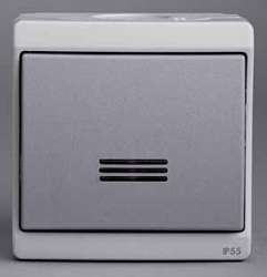 SE Mureva наруж Серый Выключатель кнопочный с подсветкой, (в сборе) IP55 арт. ENN35828