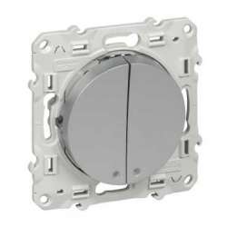 SE Odace Алюминий Выключатель 2-клавишный с LED подсветкой арт. S53R221