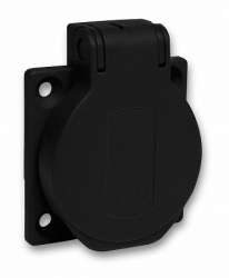 SE PratiKa Черная Розетка 10/16A 50х50мм IP54 винты сбоку арт. PKS52N