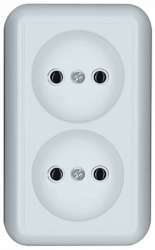SE Прима  Розетка с/з о/у 2-я с изол.пл.(250В,10А) белый арт. RA10-403I-BI