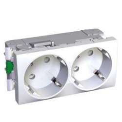 SE Розетка двойная 45град. 2P+E со шторками арт. ALB45252