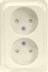 SE Розетка двойная б/з, со шторками, беж. арт. LEX1834461P