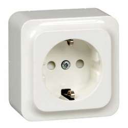 SE Розетка одинарная с/з, без шторок, бел. арт. LEX1834616SP