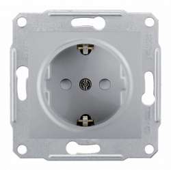 SE Sedna Алюминий Розетка 1-я с/з с защитными шторками арт. SDN3000160