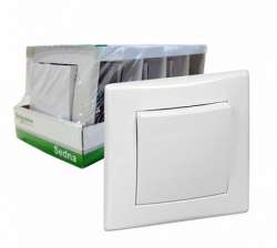 SE Sedna Бел Выключатель 1-клавишный с рамкой (упак.= 5 шт.) арт. SDN0109121