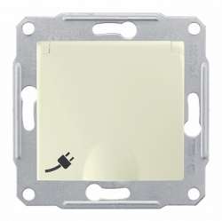 SE Sedna Беж Розетка 1-я с/з с защитными шторками с крышкой IP44 арт. SDN3100347