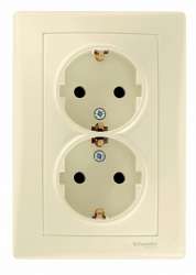 SE Sedna Беж Розетка 2-я с/з с защитными шторками литая арт. SDN3000747