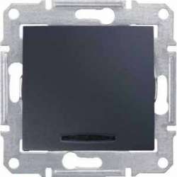 SE Sedna Графит Переключатель 1-клавишный с индикацией 10A, 250В (сх.6) арт. SDN0401170