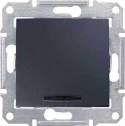 SE Sedna Графит Переключатель 1-клавишный с подсветкой 16А, 250В (сх.6а) арт. SDN1500270