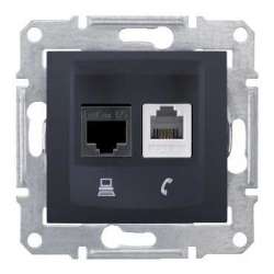 SE Sedna Графит Розетка RJ11+RJ45, кат.6 экран STP арт. SDN5200270