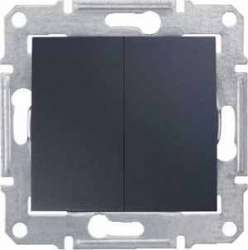 SE Sedna Графит Выключатель 2-клавишный IP44 10A, 250В (сх.5) арт. SDN0300470
