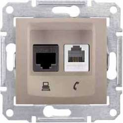 SE Sedna Титан Розетка 2-ая ТЛФ + компьютерная кат.5е UTP (RJ11+RJ45) арт. SDN5100168