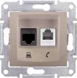 SE Sedna Титан Розетка 2-ая ТЛФ + компьютерная кат.6 UTP (RJ11+RJ45) арт. SDN5200168