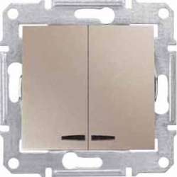 SE Sedna Титан Выключатель 2-клавишный с подсветкой 10А (сх 5) арт. SDN0300368