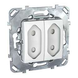 SE Unica Бел Розетка 2-ая, б/з, 10А, со шторками, для узких вилок арт. MGU5.3131.18ZD