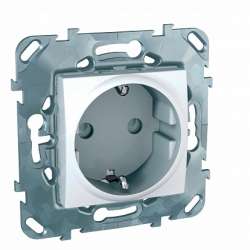 SE Unica Бел Розетка с/з с защитными шторками, б/зажим клеммы арт. MGU5.057.18ZD